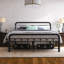 Structure de lit plateforme en métal avec tête de lit / pied de lit en fer de style industriel / cadre robuste / rangement sous le lit / aucun sommier requis par Buckmaster-242700190-244507781
