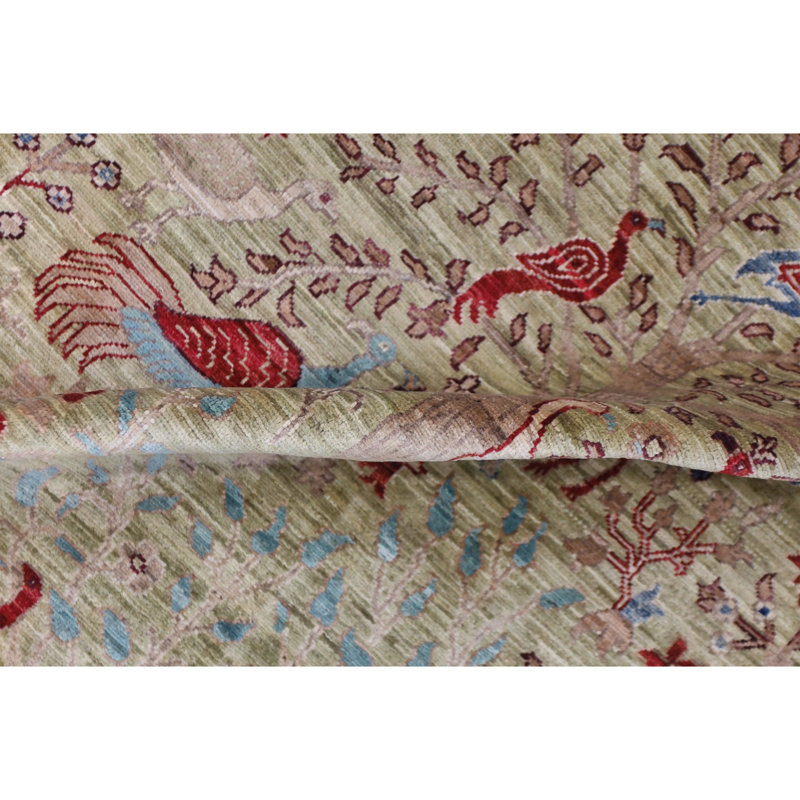 High-Quality Hand-Knotted Camel And Red Area Rug