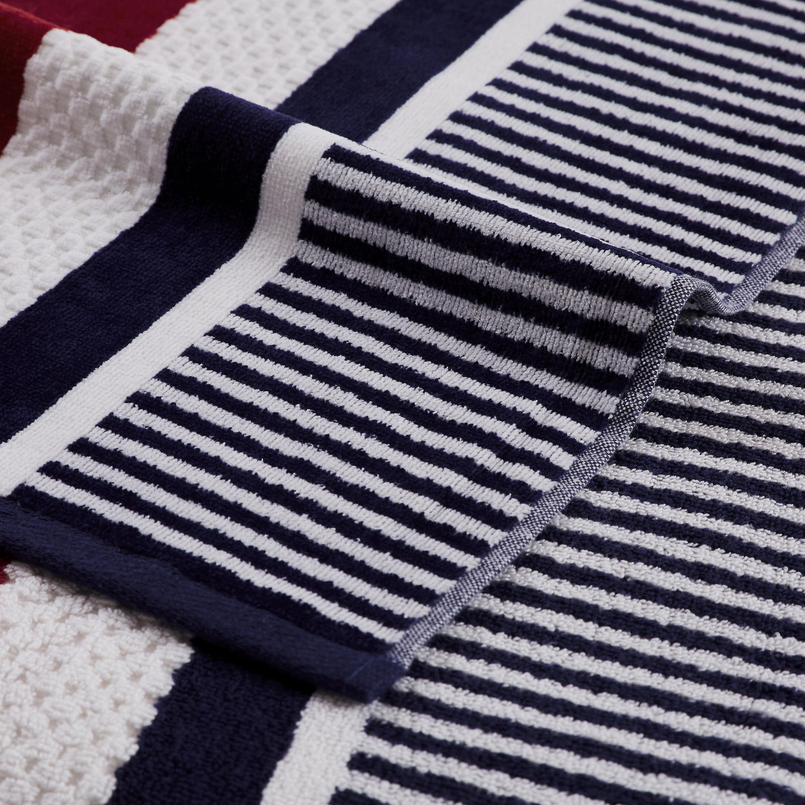 Gilus 100% Cotton Striped Beach Towel, Navy Blue