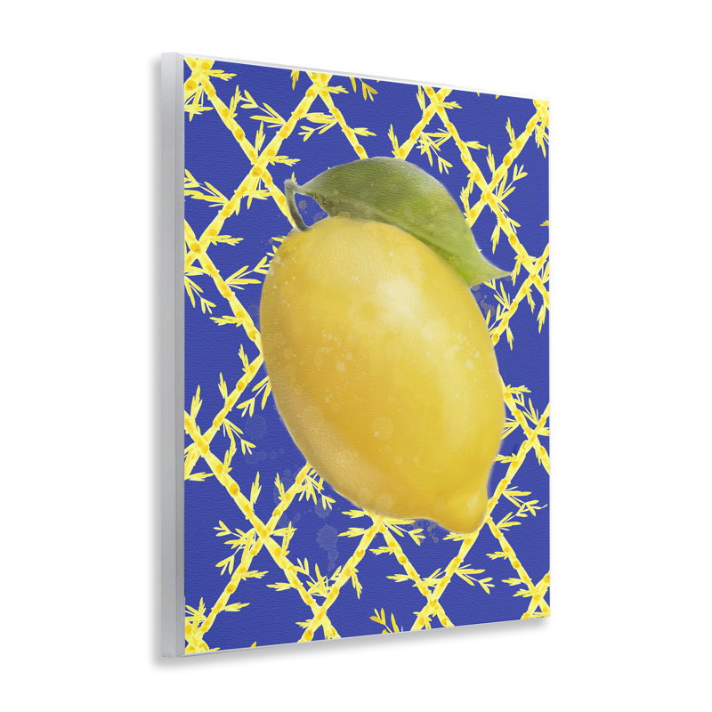 Plaque murale audacieuse au citron sur bleu, design par Matthew Piotrowicz