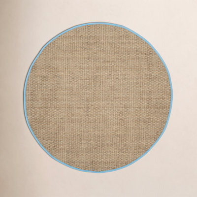 Natural Turquoise Bamboo Seagrass Rug