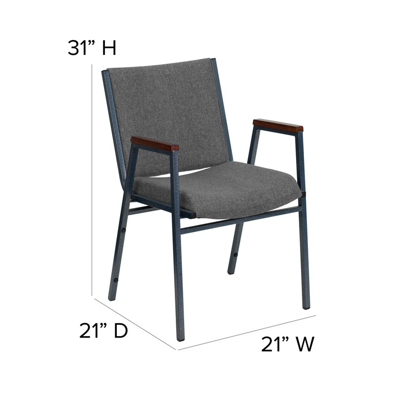 Hercules Series Heavy Duty Gray Fabric Stacking Chair with Arms
