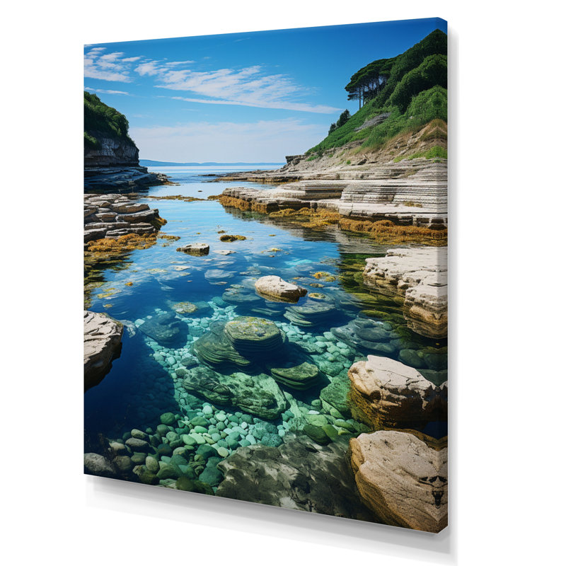 Photo de plage Trideil Tidepools II - Décoration murale nautique et plage, H 40 po x l 30 po x P 1,5 po, Toile tendue