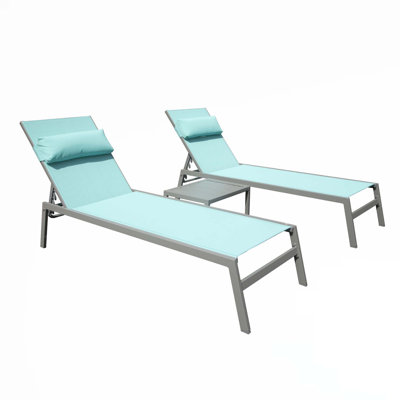 Pool Lounge Chairs,Outdoor Adjustable Recliner All Weather,Patio Chaise Lounge Set by Latitude Run