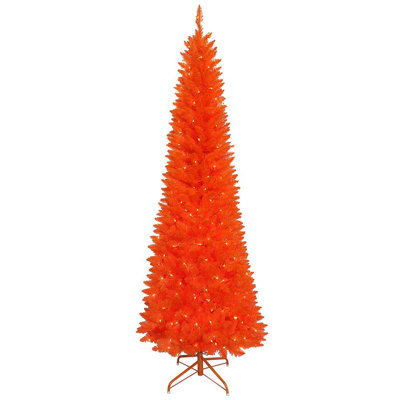 Kurt Adler stunning Prelit Halloween Orange Slim Tree