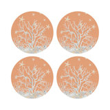  Coral Branch Vegan Leather Round Pebble Placemat