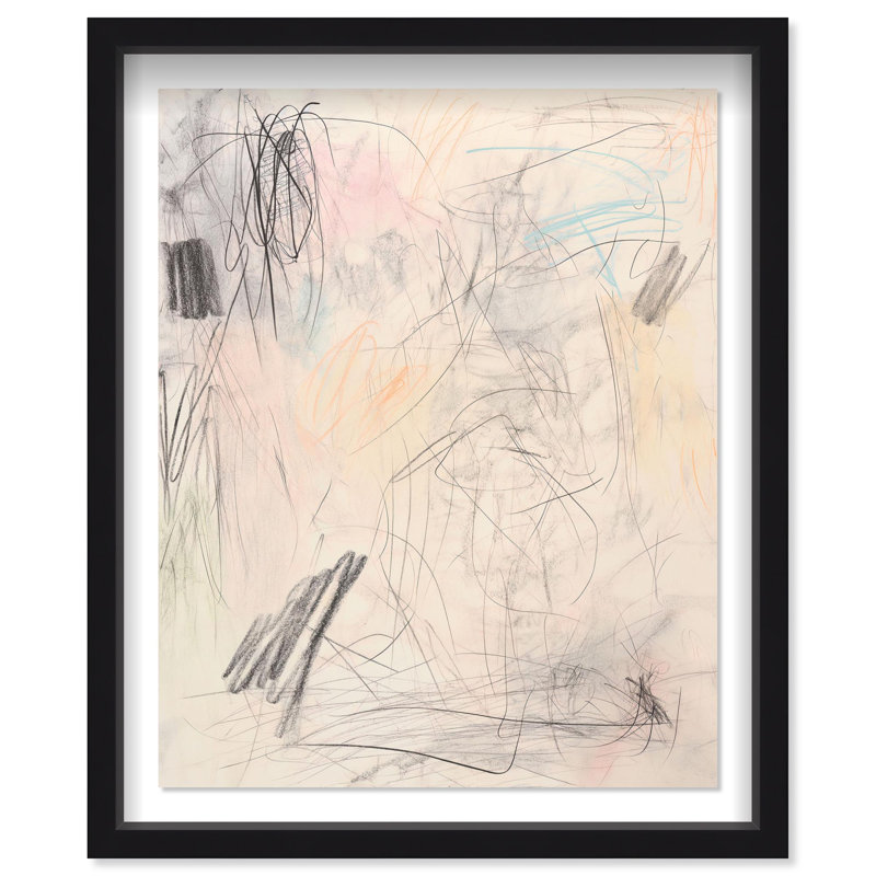 Oliver Gal Layered Scribbles II Abstract - Luxury Shadowbox Framed Wall Art, 46.5" H x 37.5" W, Black