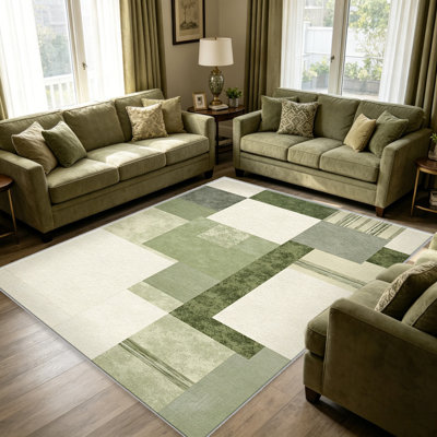 Tapis Moss Sage pour le salon, doux et confortable, convient à toutes les saisons, facile à entretenir, tapis de sol intérieur lavable à la machine, sous la table de ferme convenant à la chambre à coucher, à la salle à manger, au bureau, au patio, au balcon, à la décoration intérieure