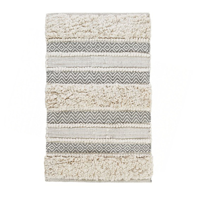 Woven Texture Stripe Bath Rug Grey 22X58", Gray, Single- 1'10" x 4'10"
