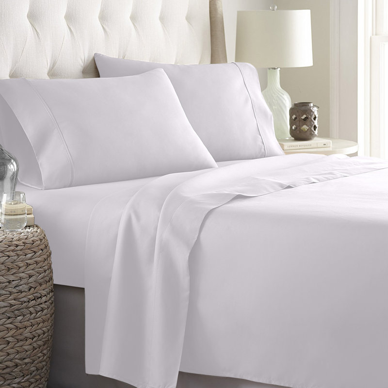 Ensemble de draps en sergé de coton 1000 fils , Ensemble de draps pour lit double + un drap-housse, Noir