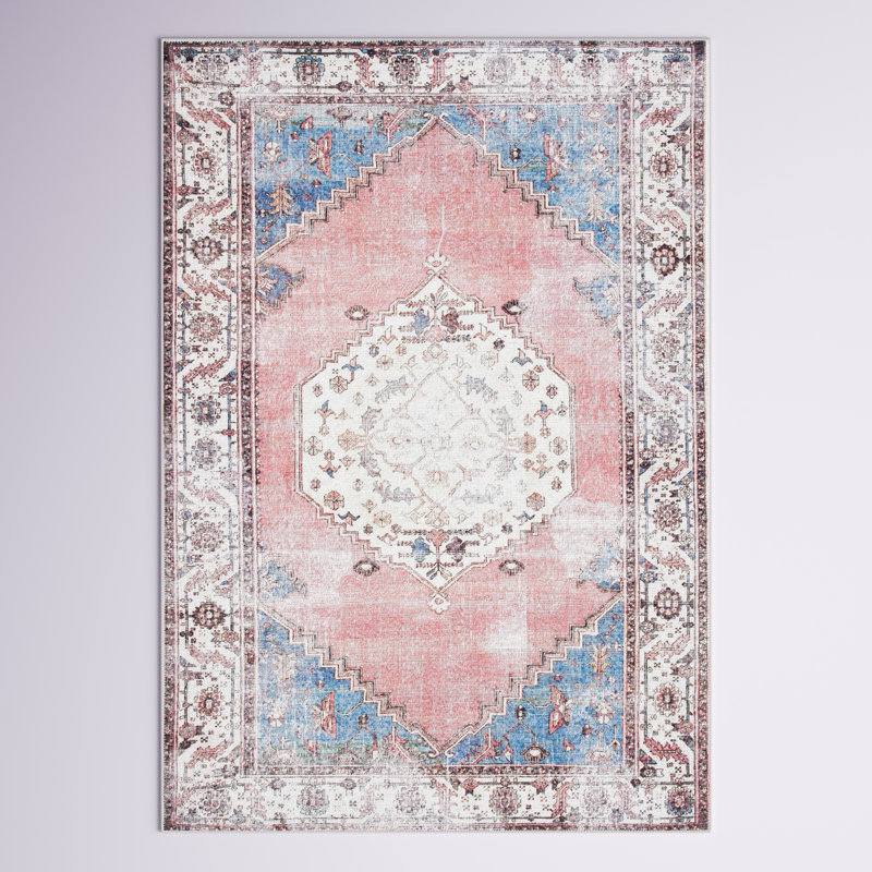Tapis oriental ivoire / rose Adelene, Rectangle 4 pi x 6 pi