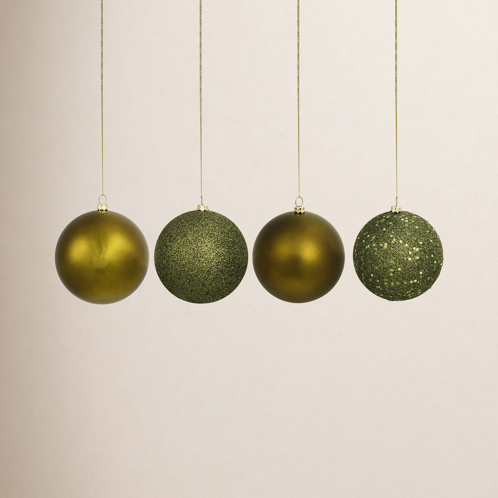 Christmas Ball Ornament, 6" H x 6" W x 6" D, Olive