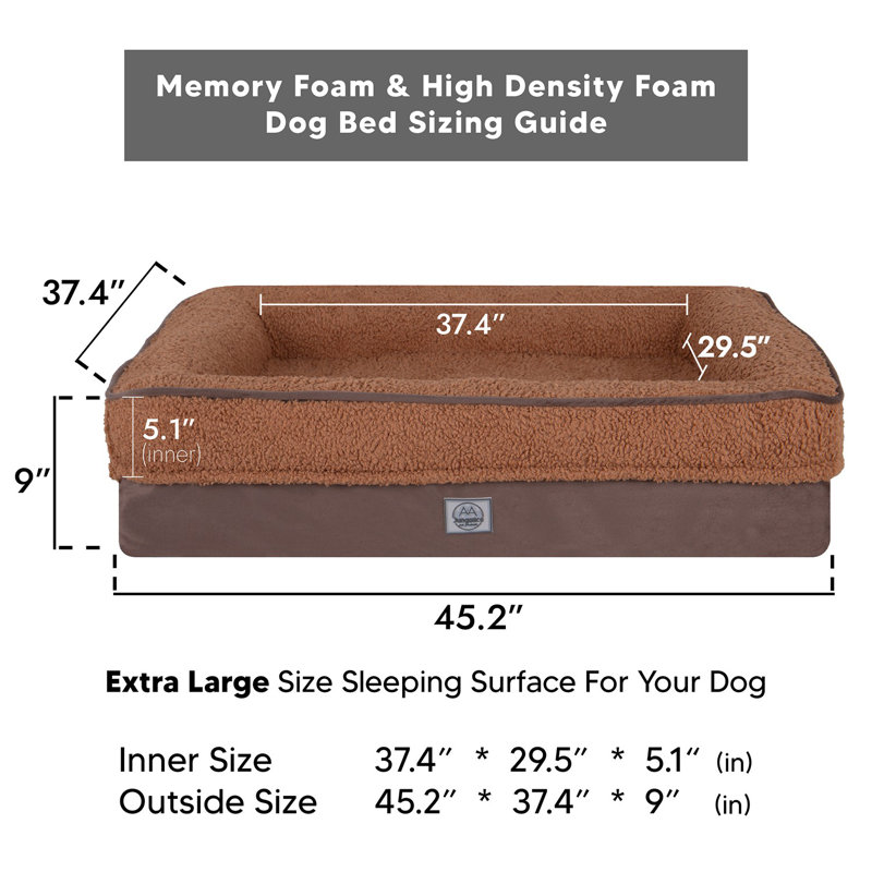 Jungolica Orthopedic Memory Foam Pet Bed, 115cm H x 95cm W x 23cm D, Dark Brown
