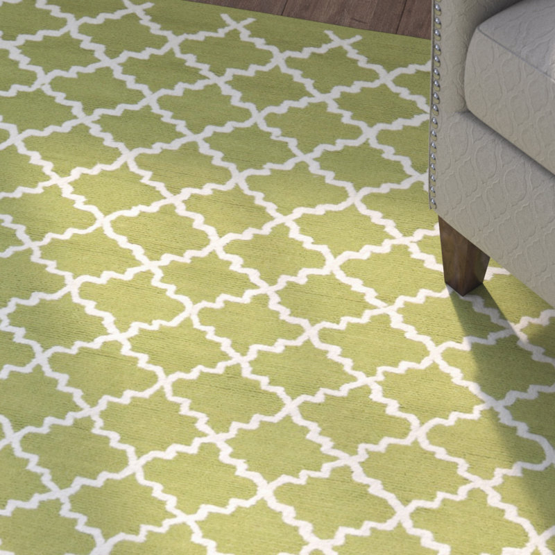 Fullerton Hand Hooked Cotton Pile Geometric Rug, Rectangle 7'9" x 9'9"