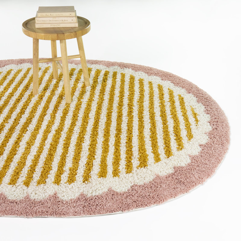 Tapis orange / rose Linnea, Ovale 5 pi 3 po x 6 pi 11 po