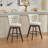 26" Velvet Counter Stools Set of 2 with Swivel & Back Support - Hand-Tufted Button Accent & Wood Legs for Kitchen Island, Breakfast Bar, Beige-540686267