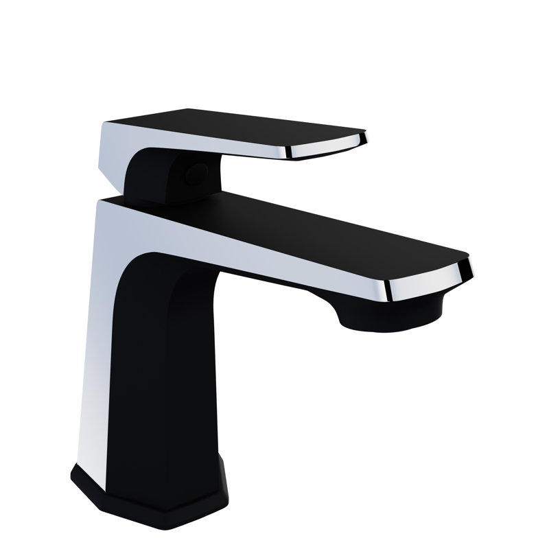Robinet pour salle de bain à poignée simple avec drain escamotable noir mat et chrome ANZZI, Noir mat / Chrome