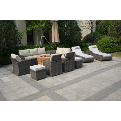 Almanza 12 - Person Patio Conversation Set with Cushions