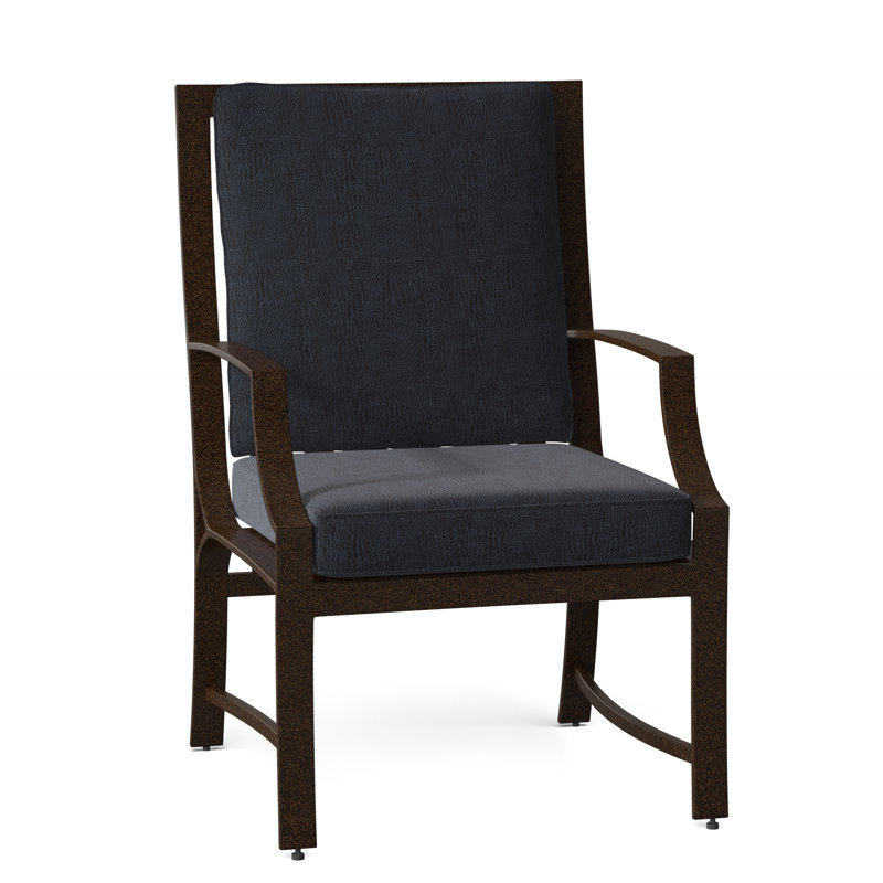 Seal Cove Outdoor Dining Armchair, Denver Scarlett Sunbrella®, Chestnut Brown