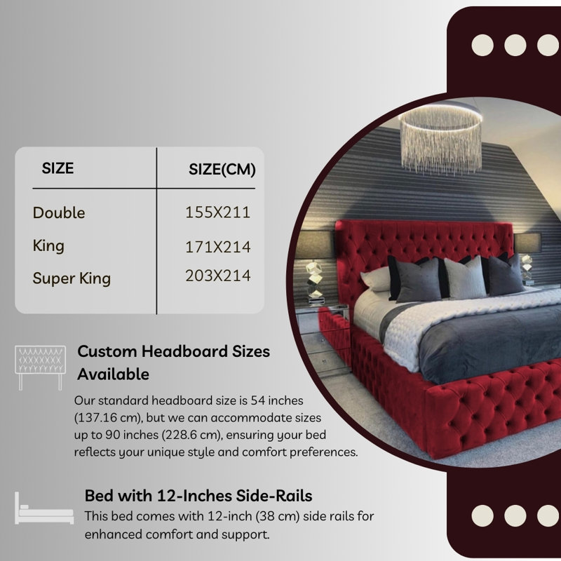 Aliyannah Upholstered Ottoman Storage Bed, Double (4'6), Burgundy