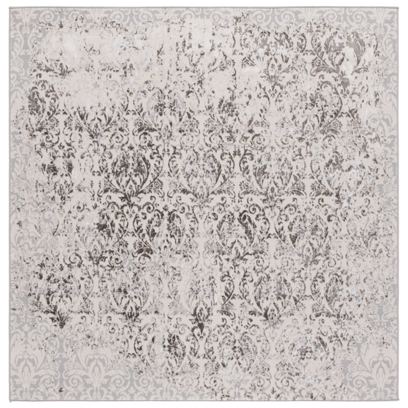 Blondina Performance Damask Rug, Square 6'7"