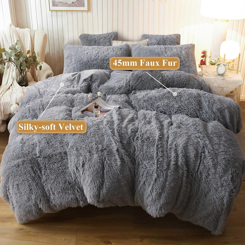 Ensemble de housse de couette et insert, Simple, Gris clair