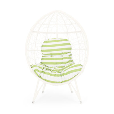 Teardrop Chair - Modern Outdoor Seating With Cushion, White And , Teardrop Form, Faux Iron Frame, 30.79" X 38.5" 55.75 Chic Chair Water- + Abstract Style, , 30.79In 38.5In 55.75In