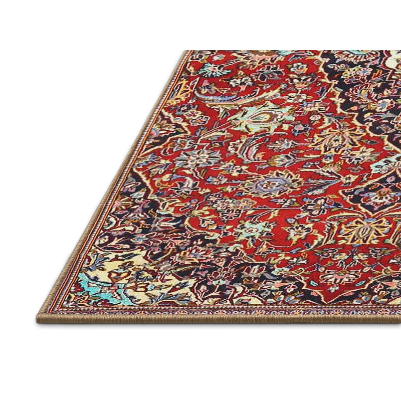 Tapis décoratif rouge à motif oriental Poppie, Rectangle 8 pi x 10 pi