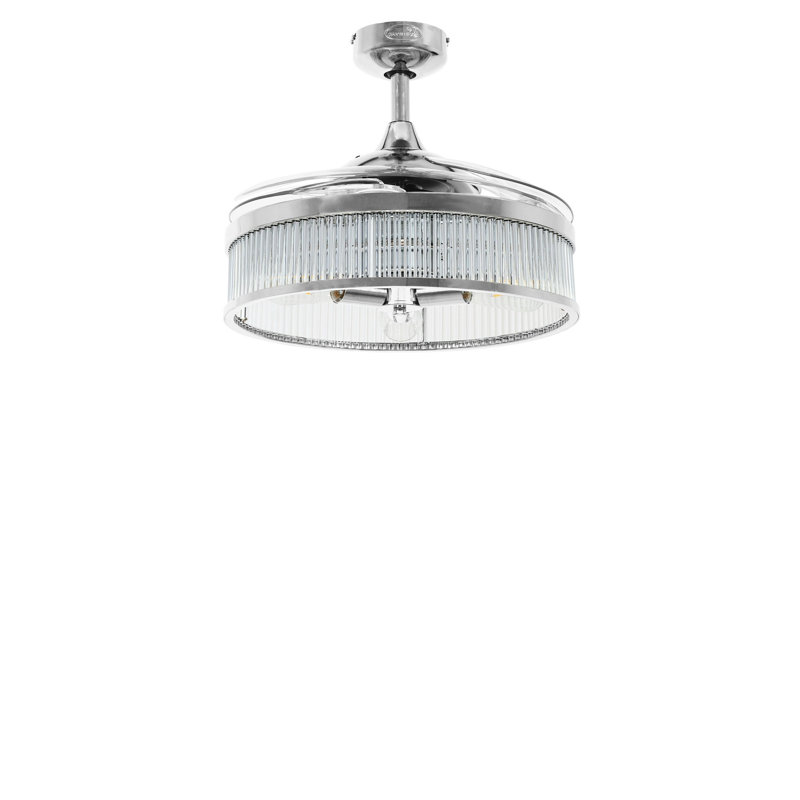 Adilene 122cm Ceiling Fan with Light Kit, Transparent with Chrome Blades