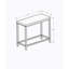 Table d'appoint, côté, bout, table de chevet, lampe, salon, chambre à coucher, carrelage bleu, métal gris, transitionnel