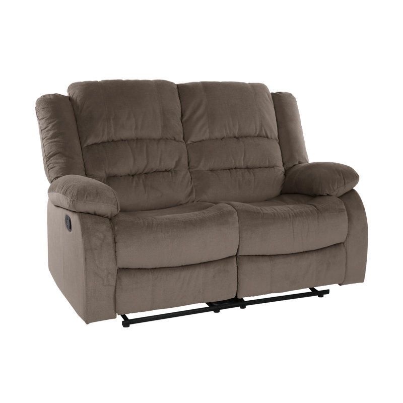 Bernardine 58.5" Modern & Contemporary Microfiber Manual Reclining Sofa with Wall-Hugger Design & Tab Pull Motion
