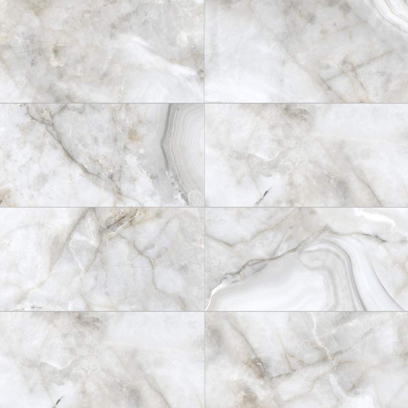 Carreau de porcelaine poli 12 po x 24 po Nova, Perle polie