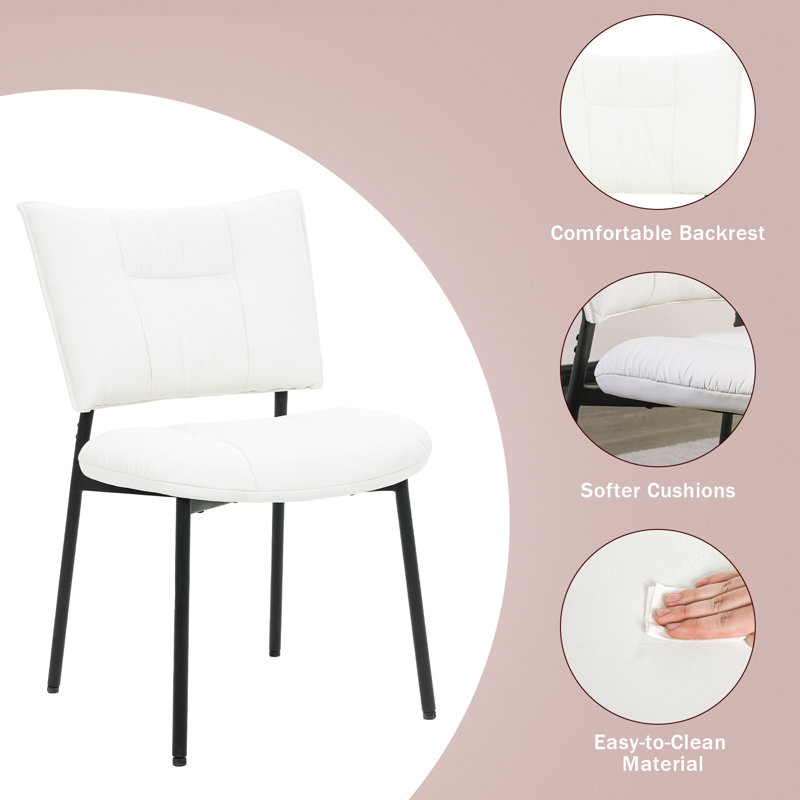 Gennadiy 50cm H Upholstered Metal Side Chair, White