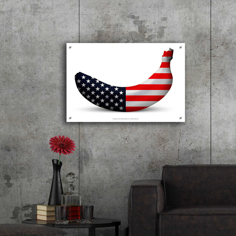 «American Banana» par Roozbeh Bahramali, art en verre acrylique Wal, H 24 po x l 36 po x P 0,2 po