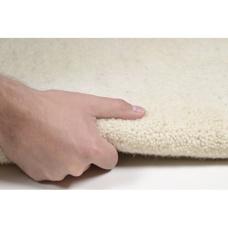 Lene Hand Knotted Wool Beige Rug, Rectangle 60 x 90 cm