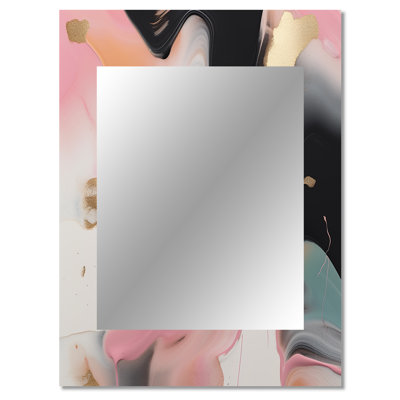 Pink And Blue Transcendent Beauty In Marble Art V - Marble Large Mirror, Modern Unique Wall Mirror Decor, Printed Metal Art