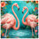 Rideaux de douche roses avec flamants roses et fleurs