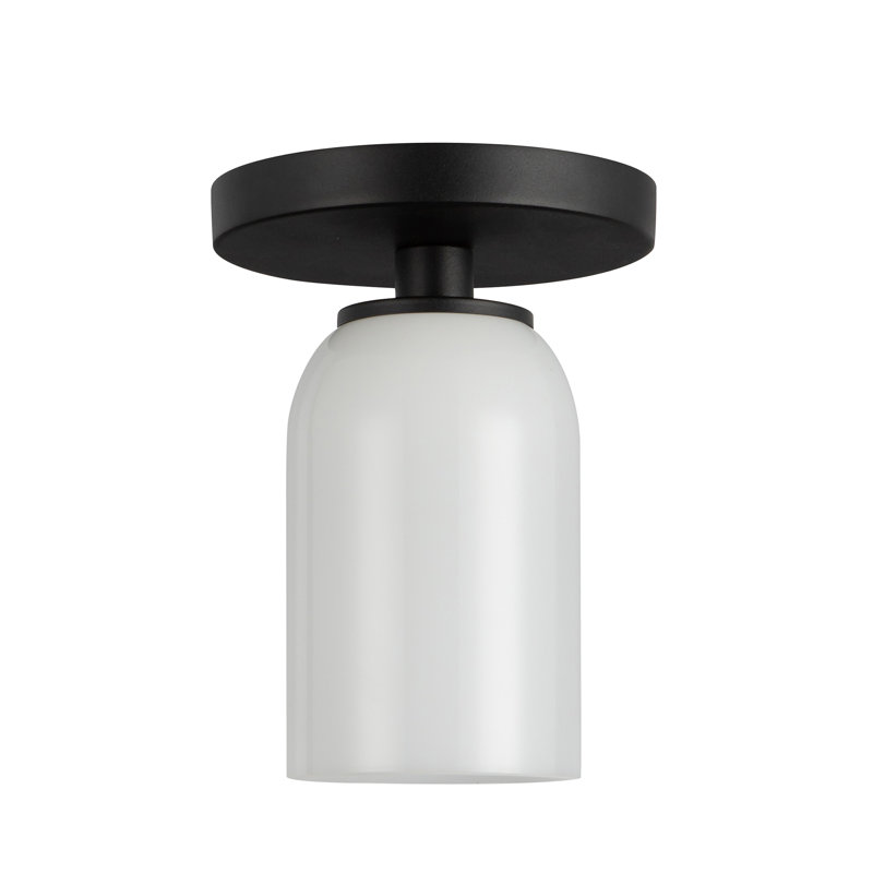 Nola 1 - Light Semi Flush Mount, Black, Glossy Opal