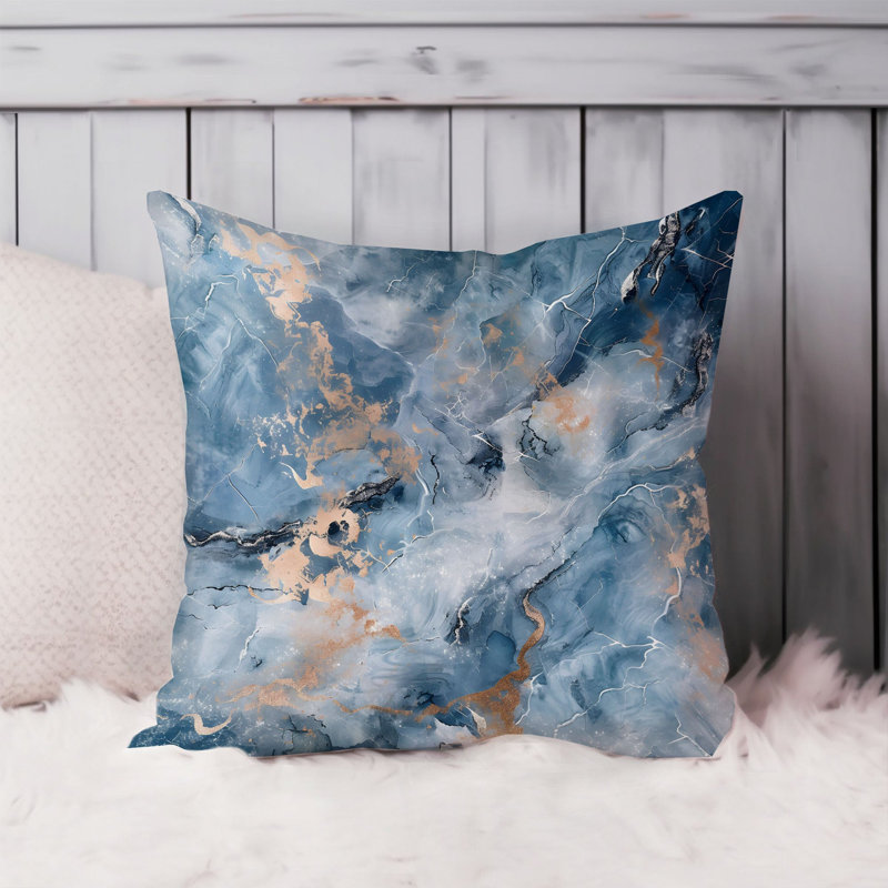 Abstract Blue Geode Crystals Marble V Modern, 16"H x 16"W