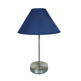 Brushed Chrome Table-lamp Complete With 12 Inch Cotton Coolie Shade – Navy