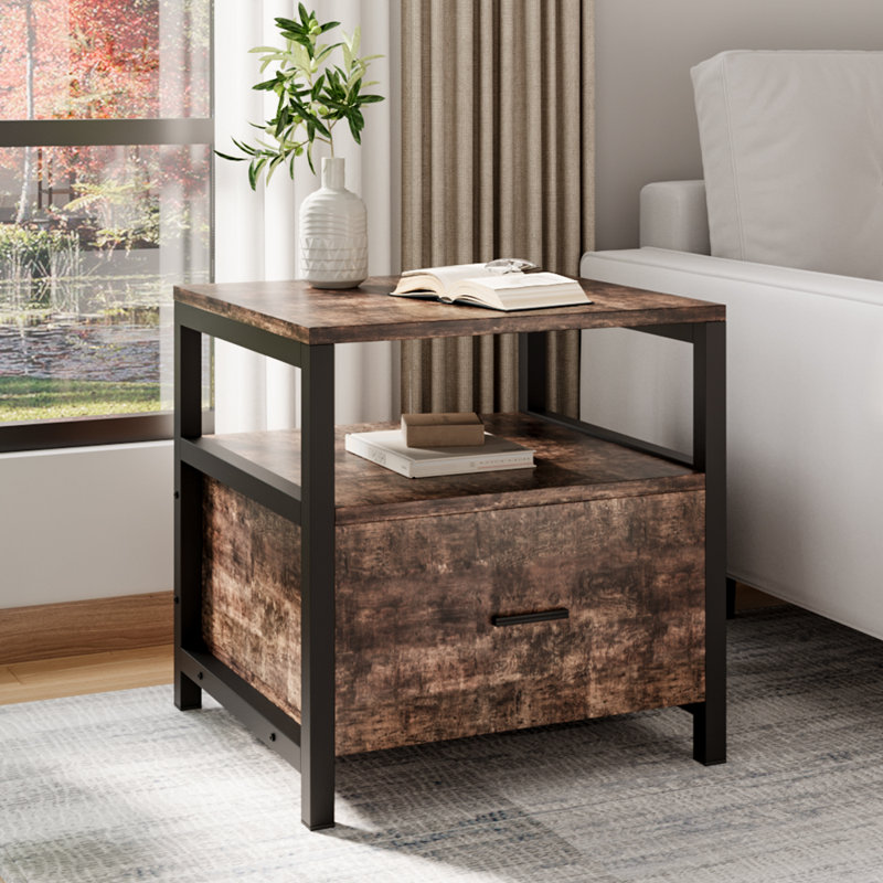55cm W Metal Bedside Table