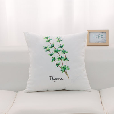 Herb Floral Feather Throw Pillow