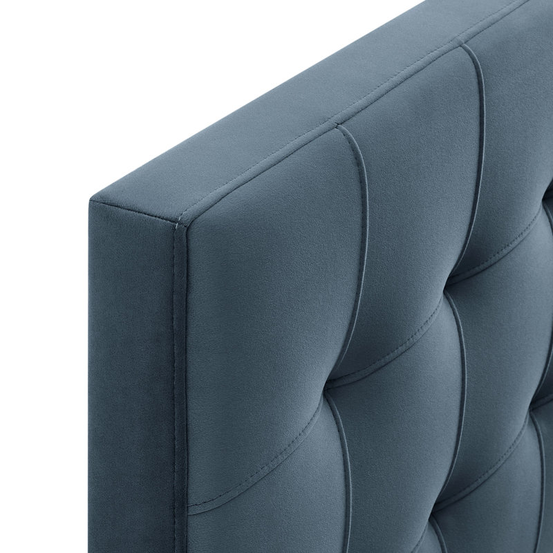 Tête de lit simple en velours résistant aux taches Peyton, Lit simple, Bleu cadet