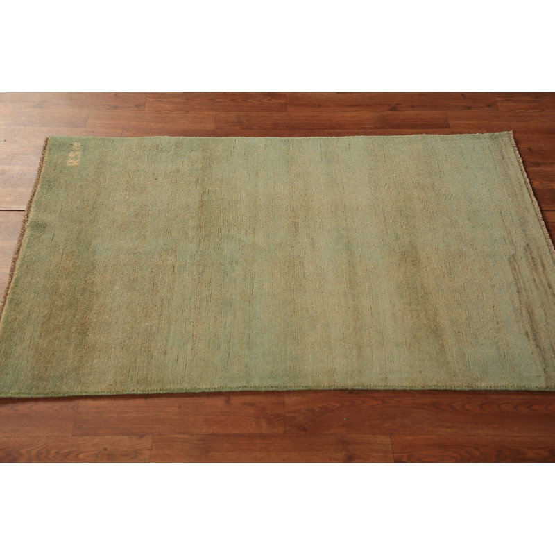 Tapis oriental doré et vert Gabbeh 3 x 4