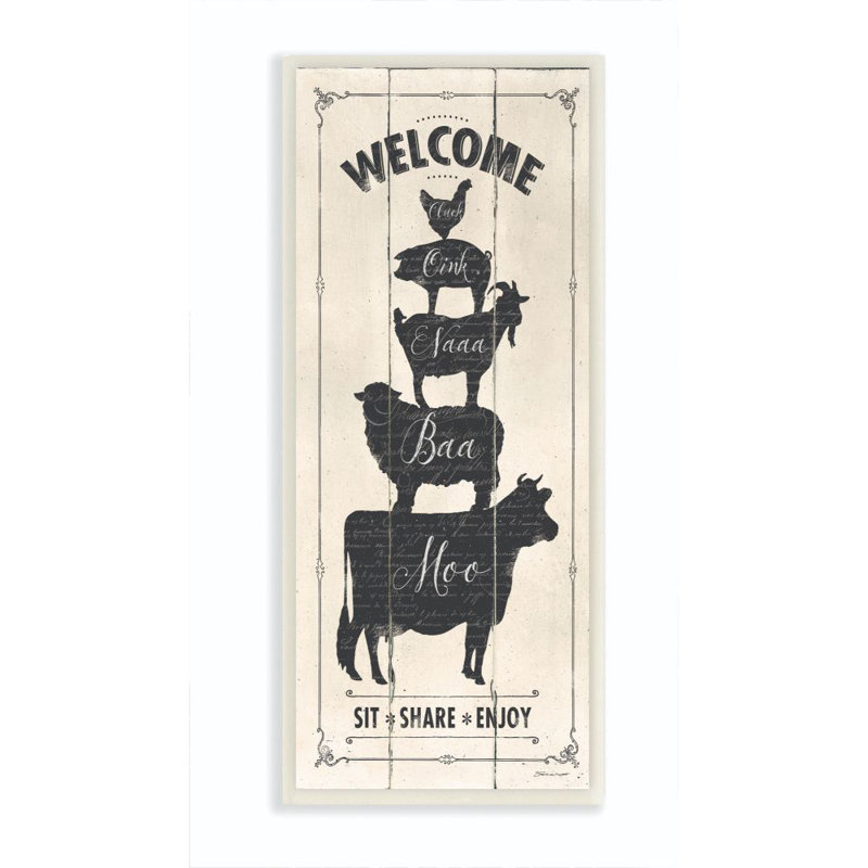 «Welcome Farm Animal», impression textuelle sur toile, H 17 po x l 7 po x P 0,5 po, Plaque murale