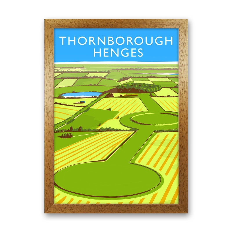Thornborough Henges Portrait by Richard O'Neill - Print, Brown Framed, 34cm H x 25cm W x 3cm D