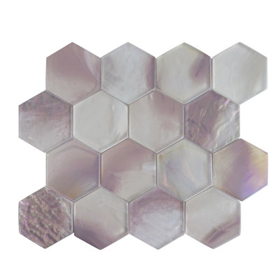 Carrelage mosaïque en verre brillant hexagonal 10,24 po x 11,82 po Aurora