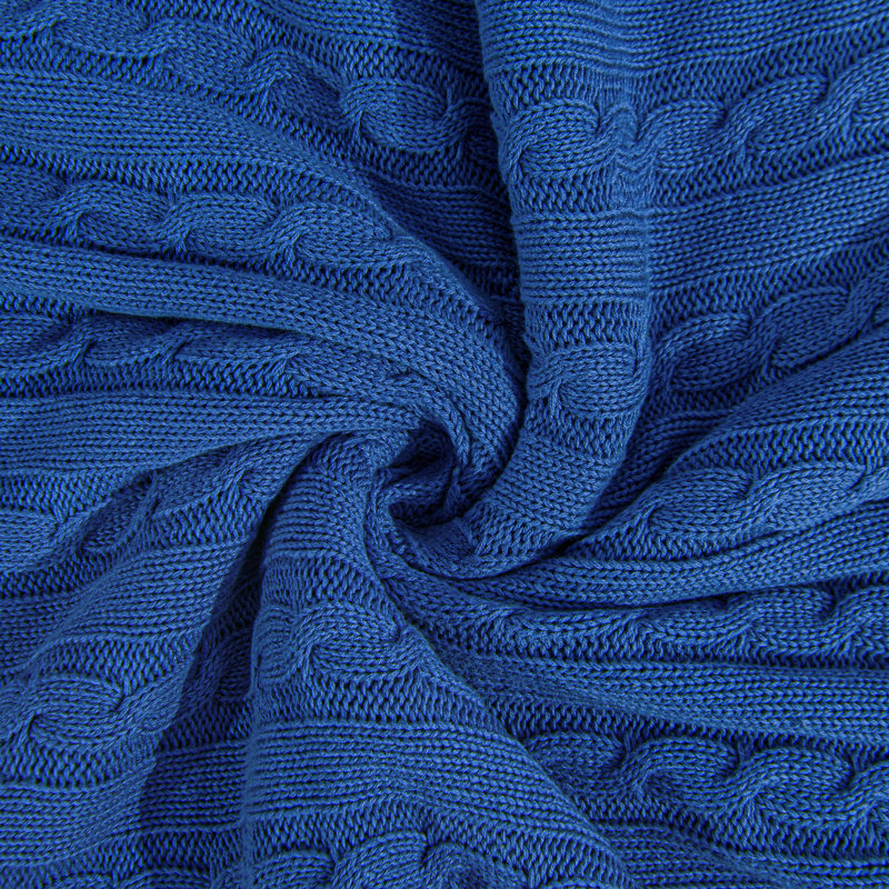 Jeté tricoté, jeté 100% pur coton, lavable à la machine, confortable - NTBAY, Bleu de cobalt, L 67 po x l 51 po 