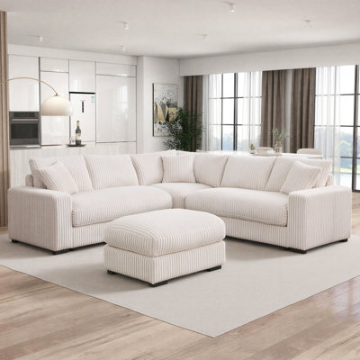 Burwell 99" 4 - Piece L-Shaped Corner Sectional Sofa with Multifunctional Ottoman
