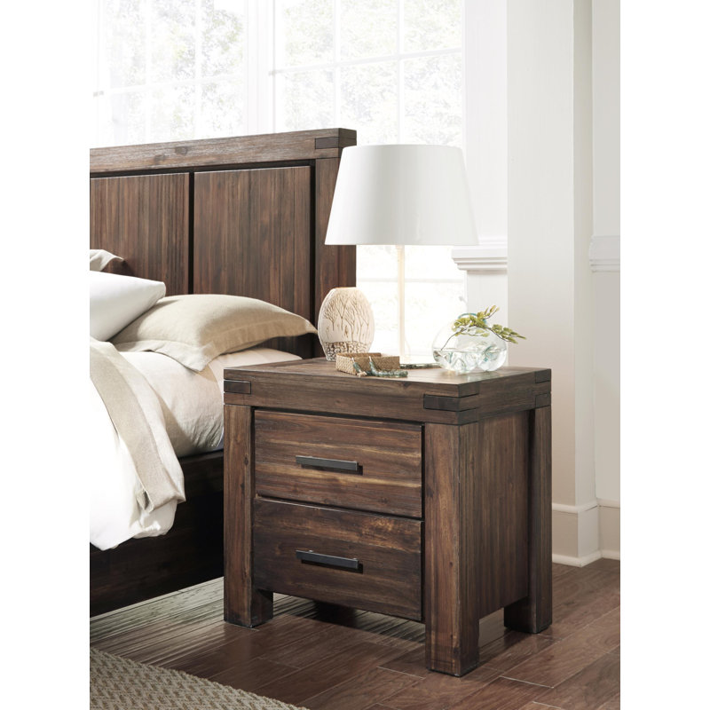 Kaicey 27'' W Solid Wood Nightstand, Brick Brown